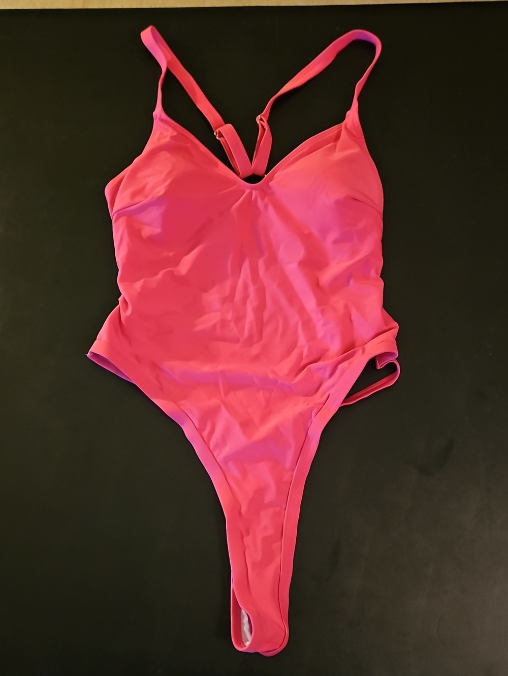 Shein Hot Pink One-Piece Swimsuit with Adjustable Straps